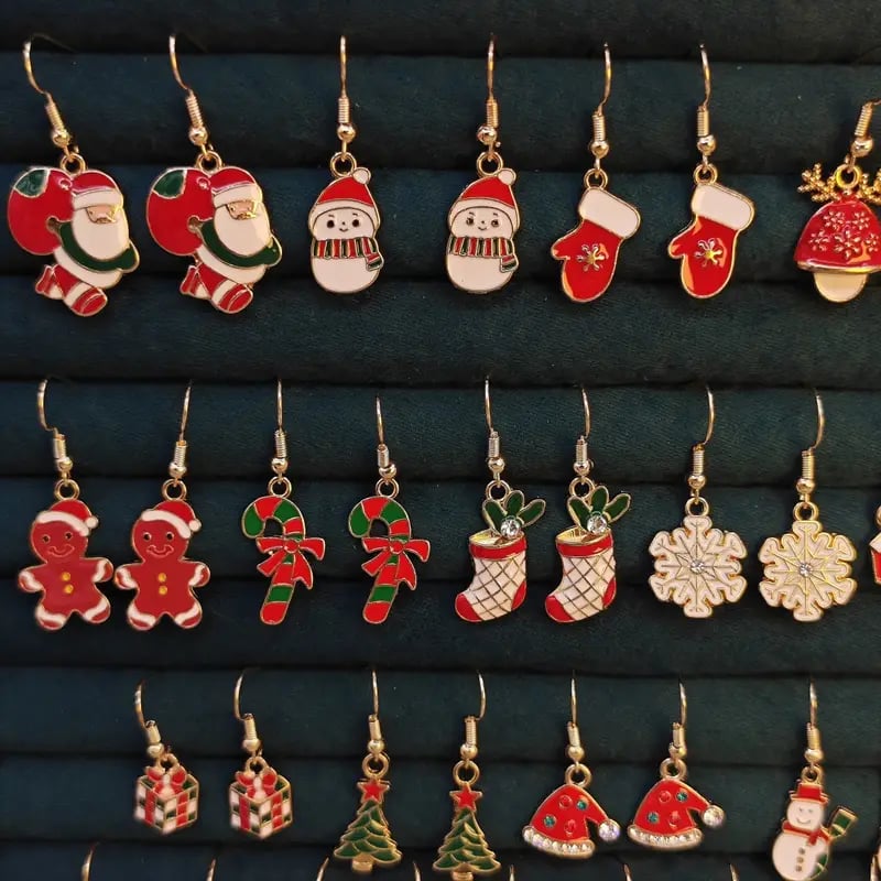 🎄🔔25 Pairs Christmas Themed Drop & Dangle Earrings Set 🫎
