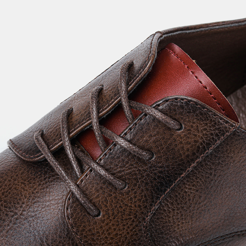 MEN'S ROUND-TOE LACE-UP LEATHER SHOES.