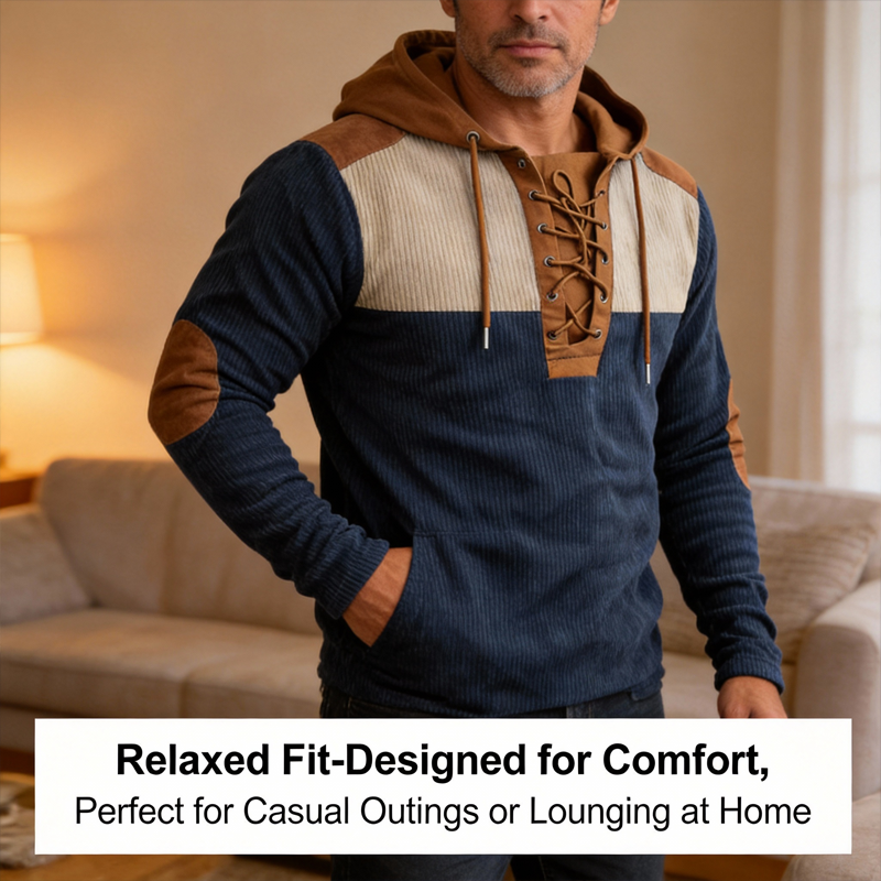 ⏰Promotion 50% OFF -Men’s Retro Lace-Up Hooded Pullover