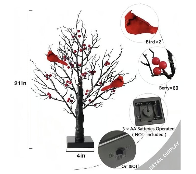 🔥Hot Sale 49% OFF🐦Vintage Glowing Tree with Cardinals