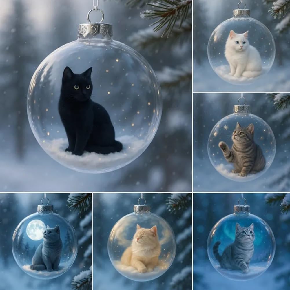 Adorable Cat Christmas Ornament Set – Limited Edition 2025 Holiday Collection for Cat Lovers