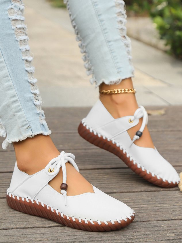 Vintage British Round Toe Women's Leather Shoes