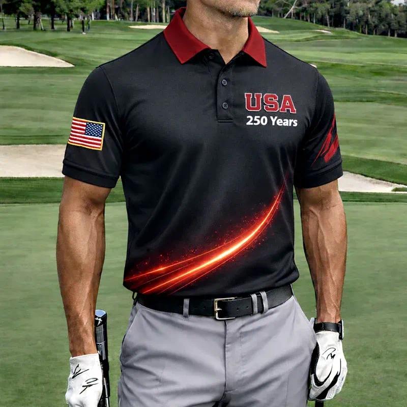 US 250th Anniversary Print Men's Polo Shirt