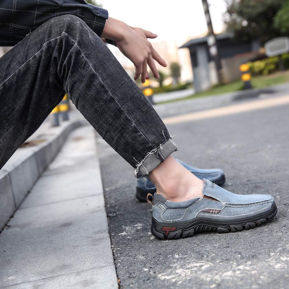 Mens Round Toe Canvas Slip-On Loafers antiskid Walking Casual Shoes