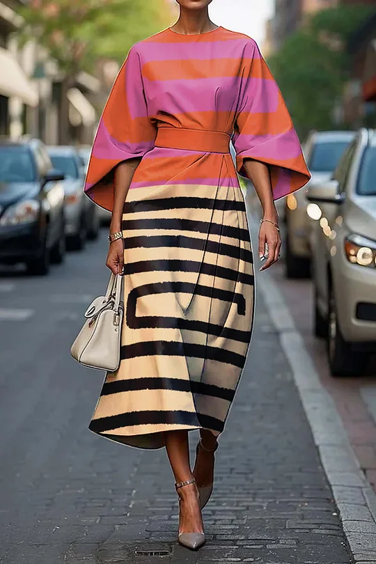 Women's Vintage Elegant Floral Print Midi Dress