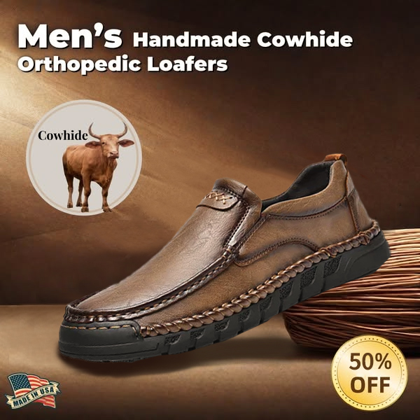 ⏰Last Day 60% OFF 🔥Men's Handmade Leather Loafers with Arch Support & Wide Toe Box
