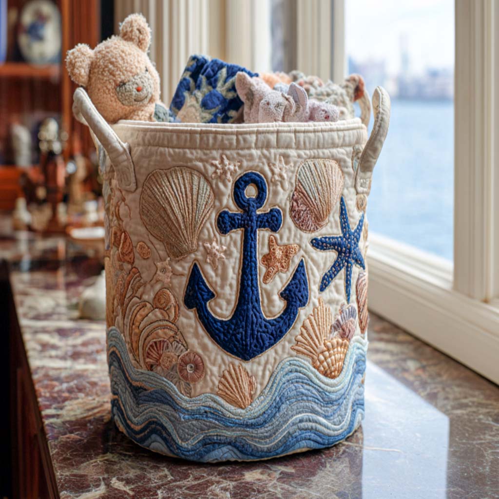 Ocean Quilted Laundry Basket NCU0QN008