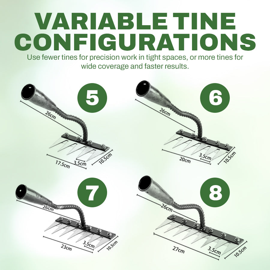🌟Hot Sale! 🍃Multi-Tine Carbon Steel Garden Cultivator Rake – 5/6/7/8 Teeth Options Available