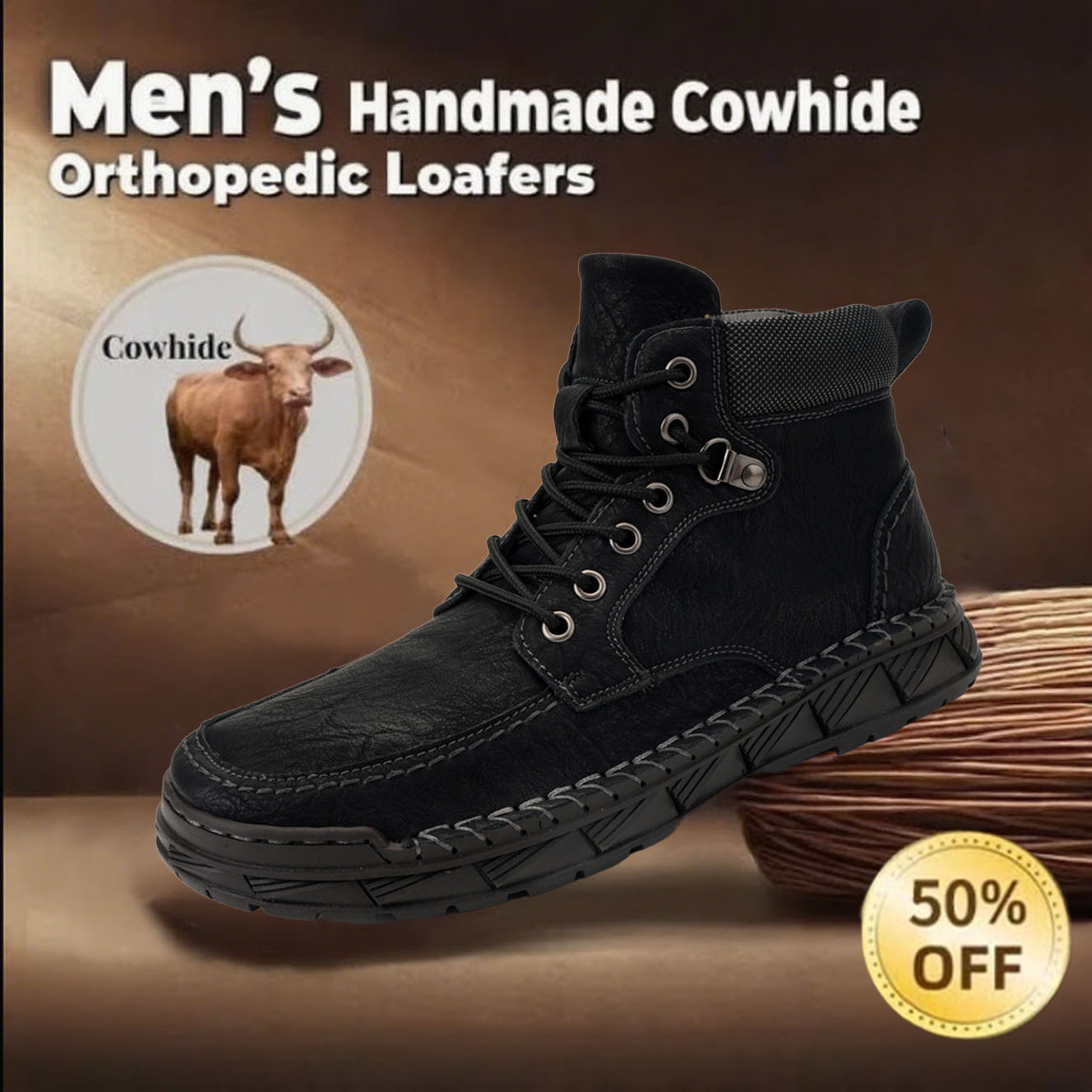 ⏰ 50% off - Newest Men's Orthopedic Leather Hiking Shoes