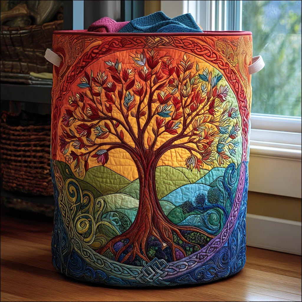 Tree of Life Quilted Laundry Basket NCU0QN023