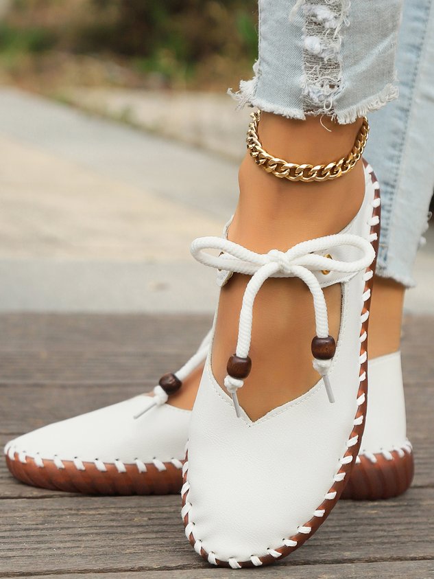 Vintage British Round Toe Women's Leather Shoes