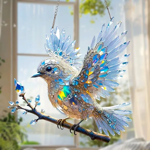🐦✨Crystal Sky Bluebird Stained Art Ornament (8 inches)