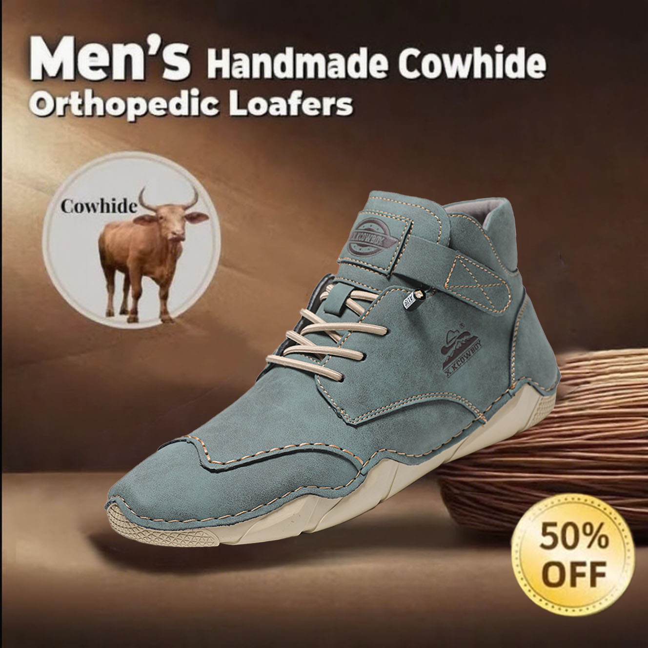 🔥Today 60% OFF Casual leather arch support non-slip wear-resistant high-top loafers