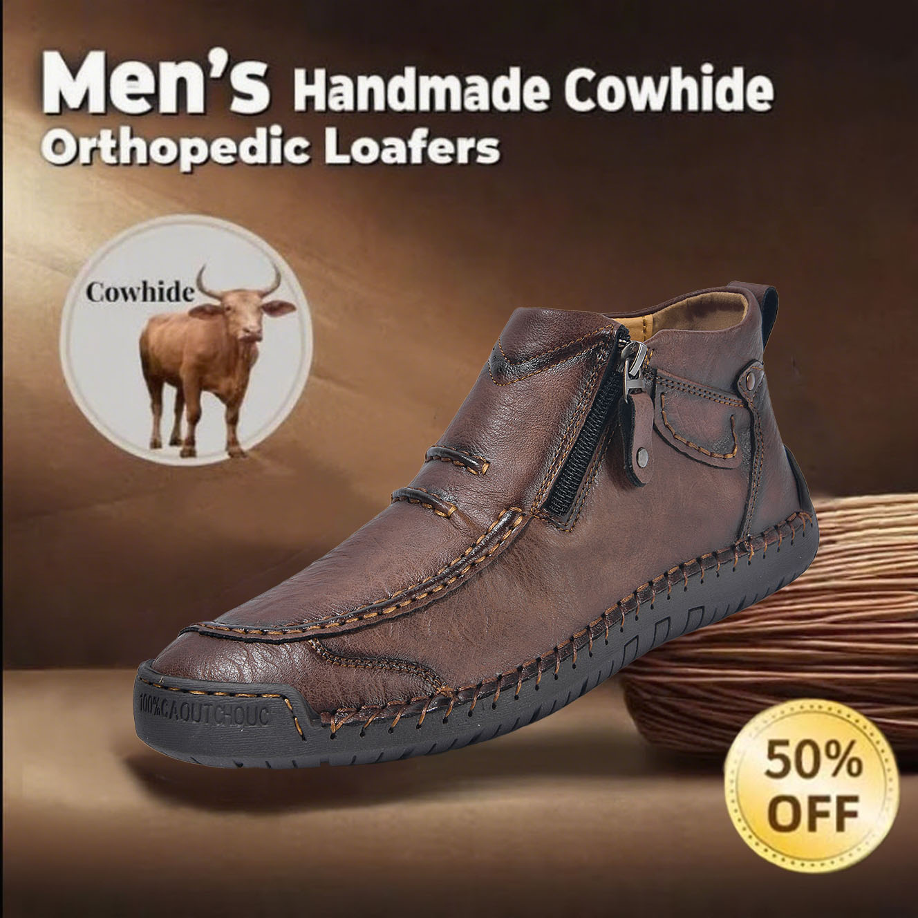 ⏰This Week 70% OFF🔥Casual leather arch support non-slip wear-resistant high-top loafers