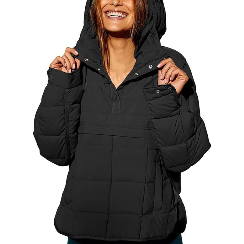 🔥Women's Oversized Hooded Puffer Jacket Quilted Lightweight Winter Warm Pullover Padded Hoodies Coat