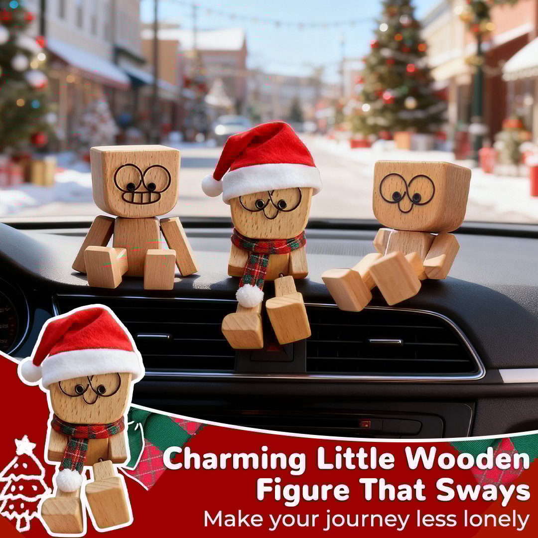 LAST DAY 49% OFF🔥Charming Little Swaying Wooden Figure with 3 Looks (Xmas & Flower) & 12PCS Magnetic Expressions