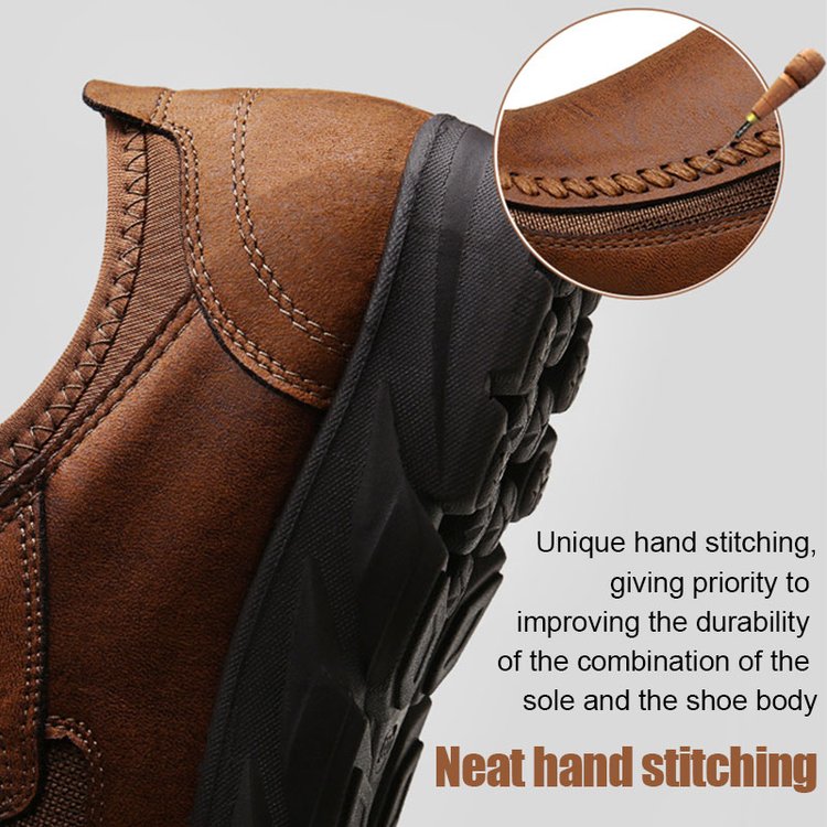 Men Handmade Side Breathable Casual Comfortable Leather Shoes