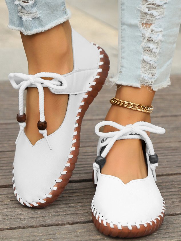 Vintage British Round Toe Women's Leather Shoes