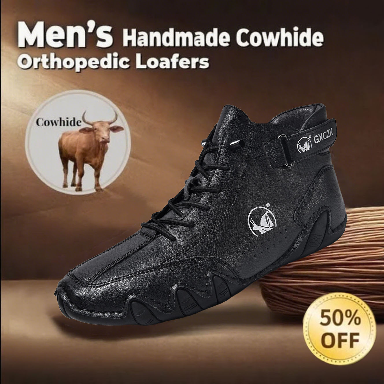 ⏰Today 60% OFF Casual leather arch support non-slip wear-resistant high-top loafers