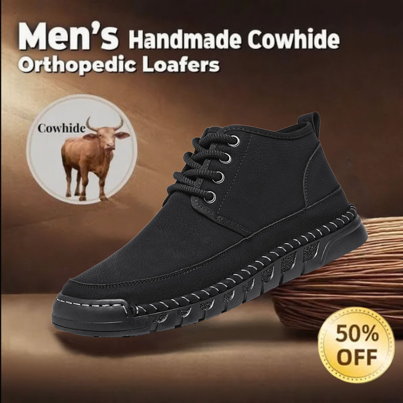 ⏰Last day 70% OFF🔥Casual leather arch support non-slip wear-resistant high-top loafers