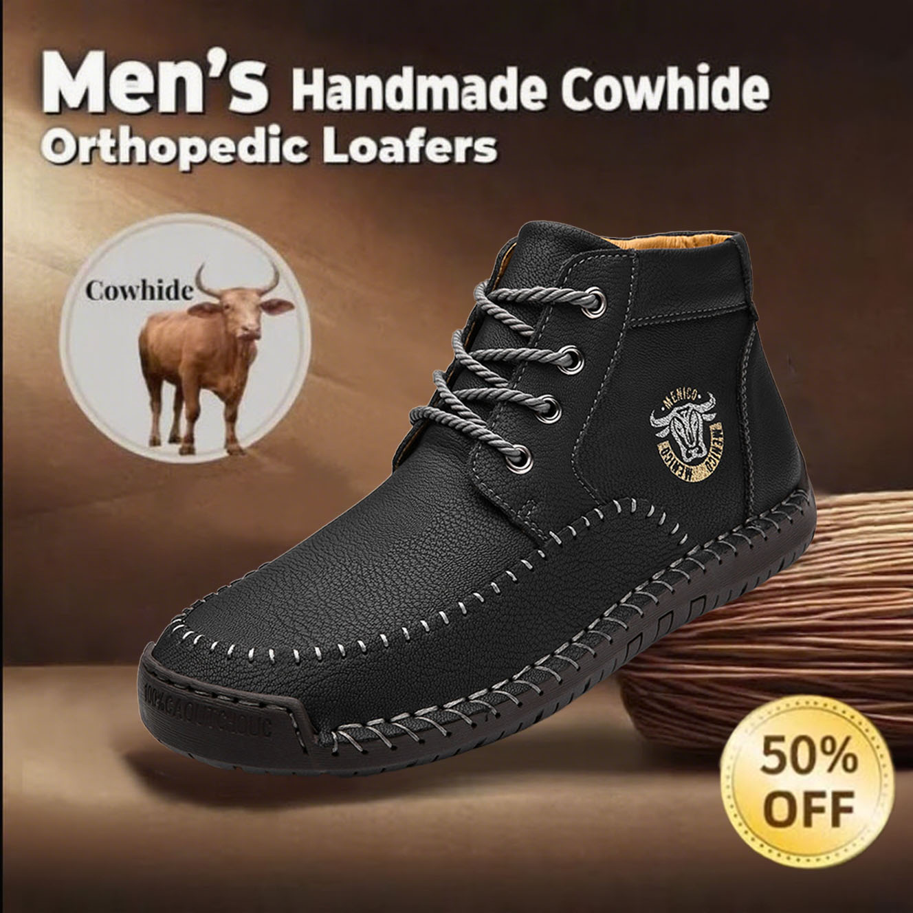 ⏰Final Day 70% OFF🔥Casual leather arch support non-slip wear-resistant high-top loafers