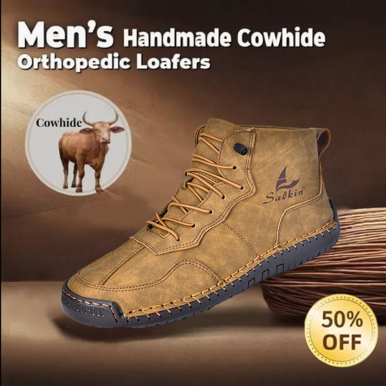 🔥This Week 70% OFF🔥Casual leather arch support non-slip wear-resistant high-top loafers