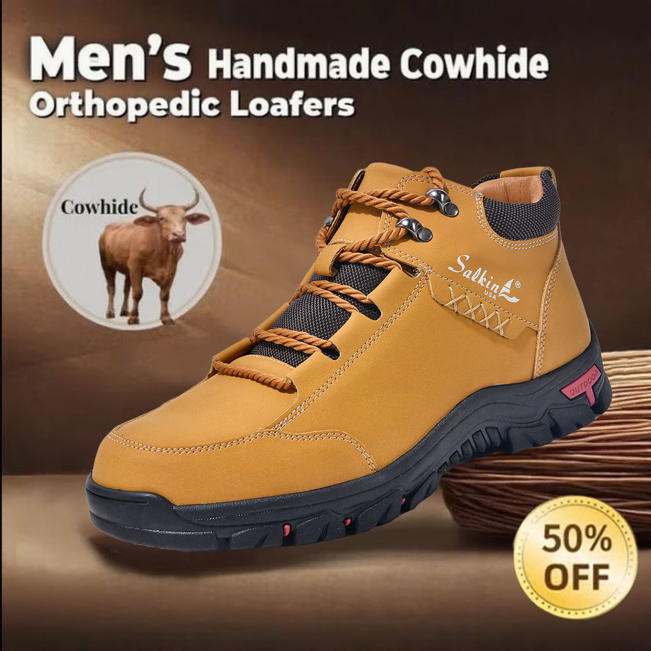 Now 70% OFF🔥Casual leather arch support non-slip wear-resistant high-top loafers