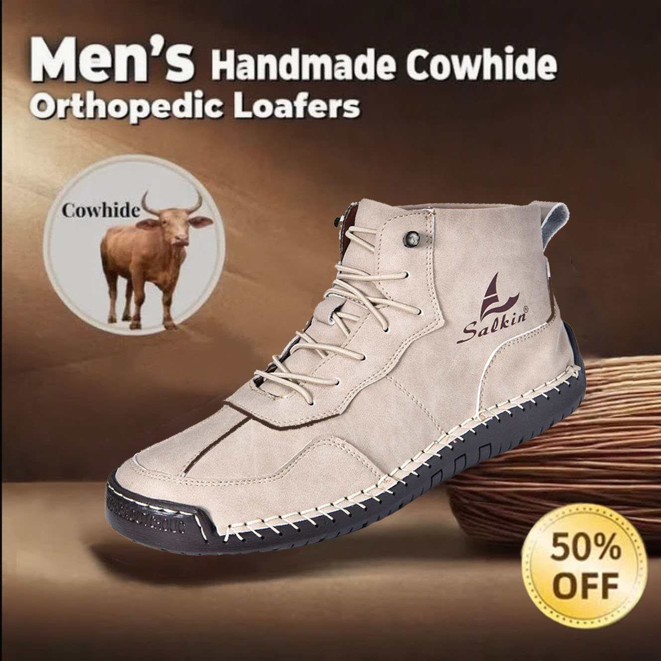 🔥This Week 70% OFF🔥Casual leather arch support non-slip wear-resistant high-top loafers