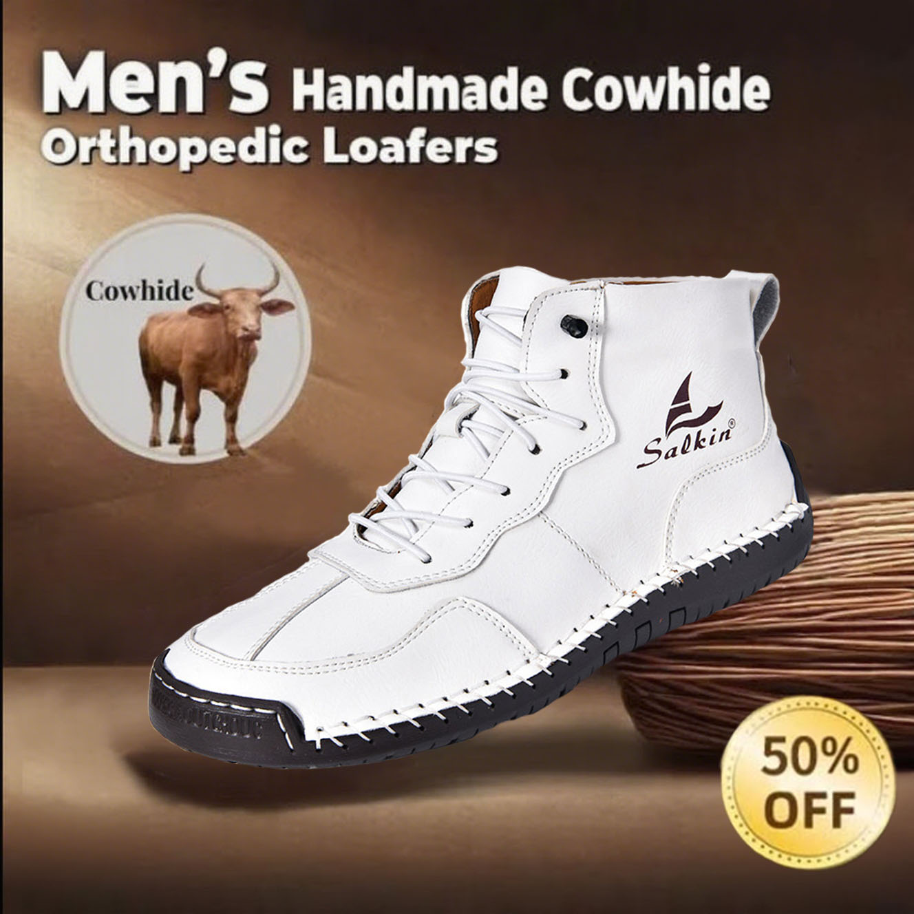 🔥This Week 70% OFF🔥Casual leather arch support non-slip wear-resistant high-top loafers