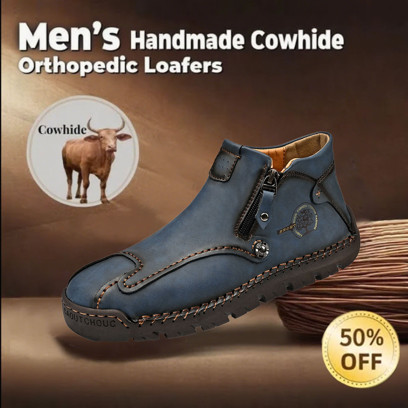 Today 50% OFF🔥Casual leather arch support non-slip wear-resistant high-top loafers