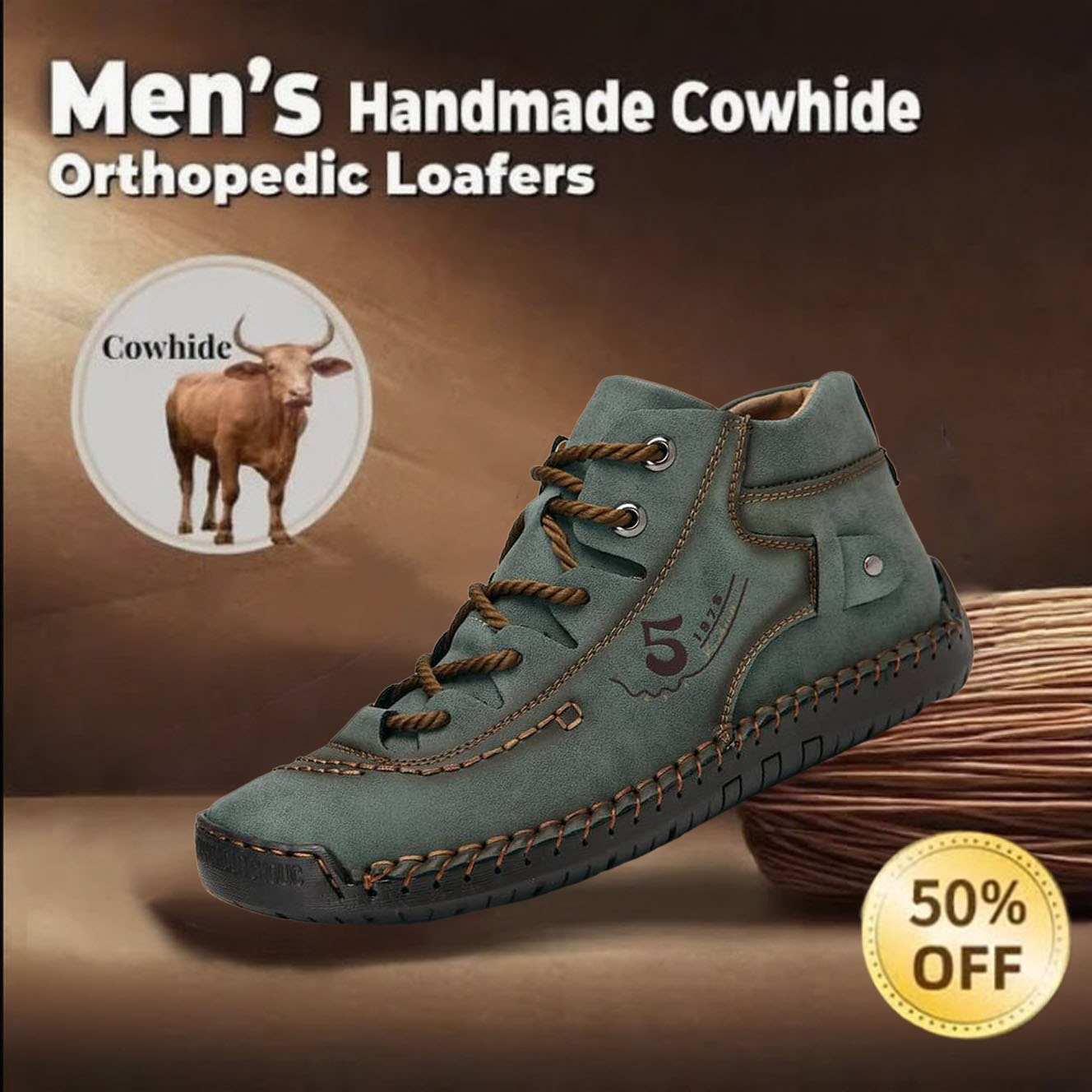 ⏰This Week 70% OFF🔥Casual leather arch support non-slip wear-resistant high-top loafers