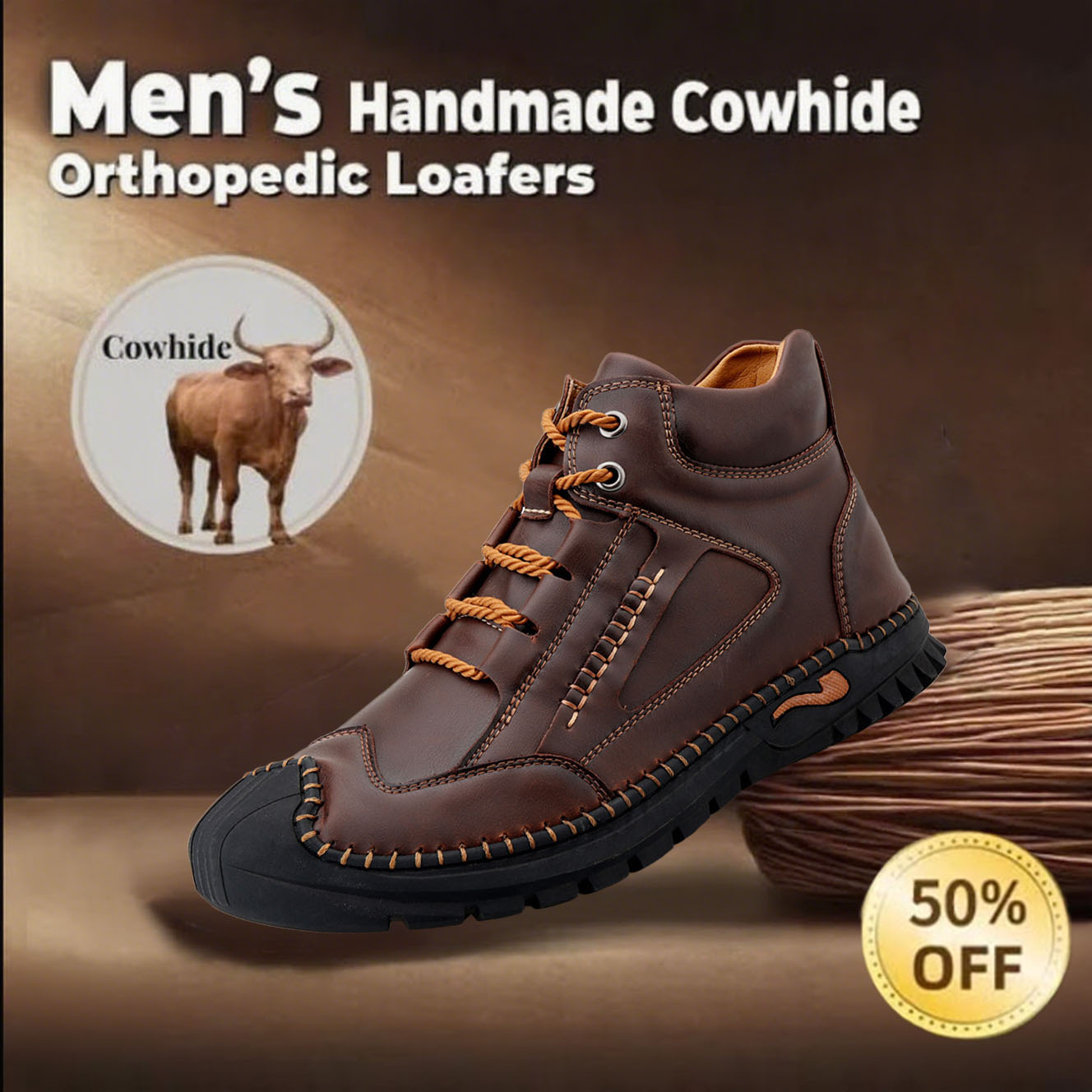 ⏰This Week 70% OFF🔥Casual leather arch support non-slip wear-resistant high-top loafers