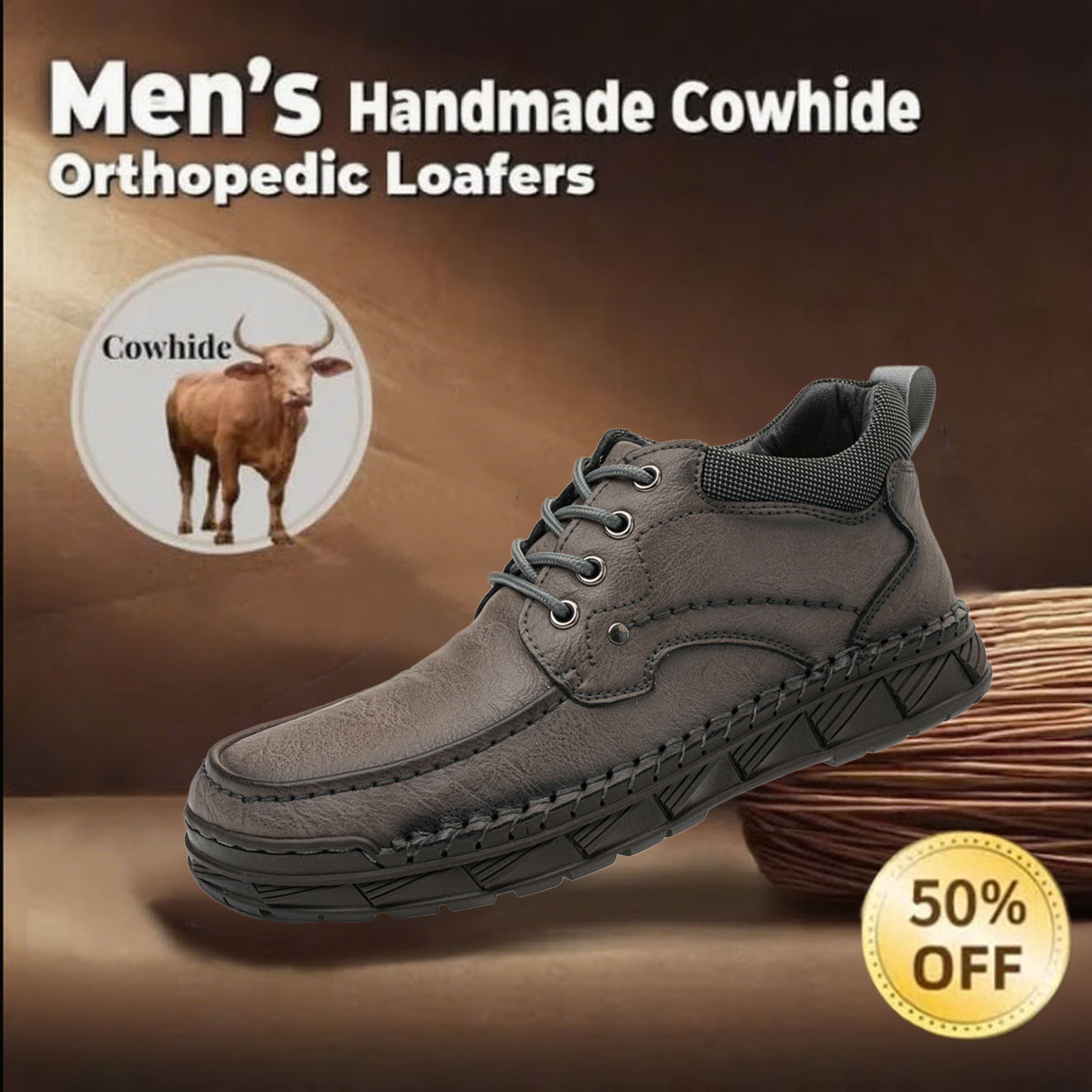 ⏰This Week 70% OFF🔥Casual leather arch support non-slip wear-resistant high-top loafers