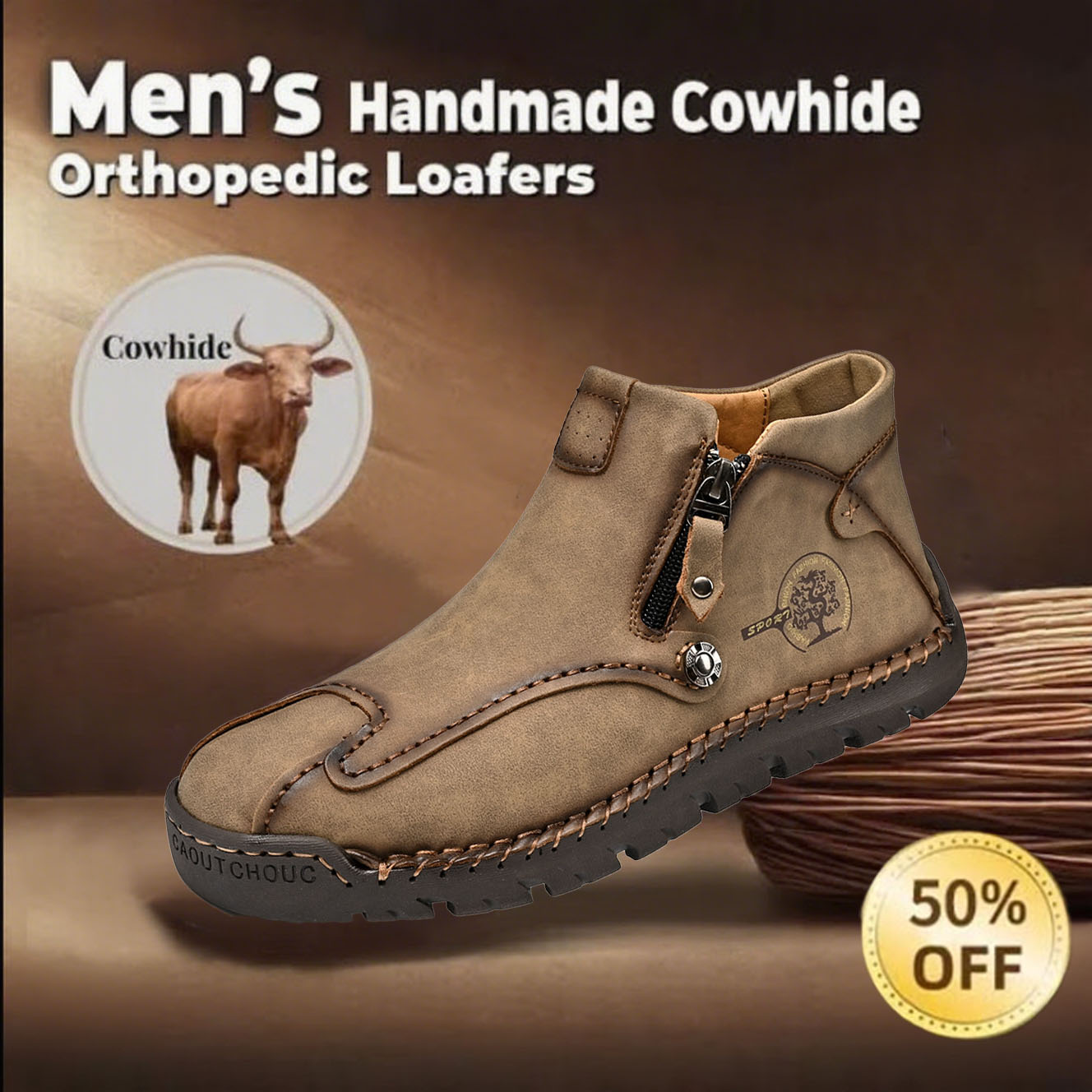 Today 50% OFF🔥Casual leather arch support non-slip wear-resistant high-top loafers