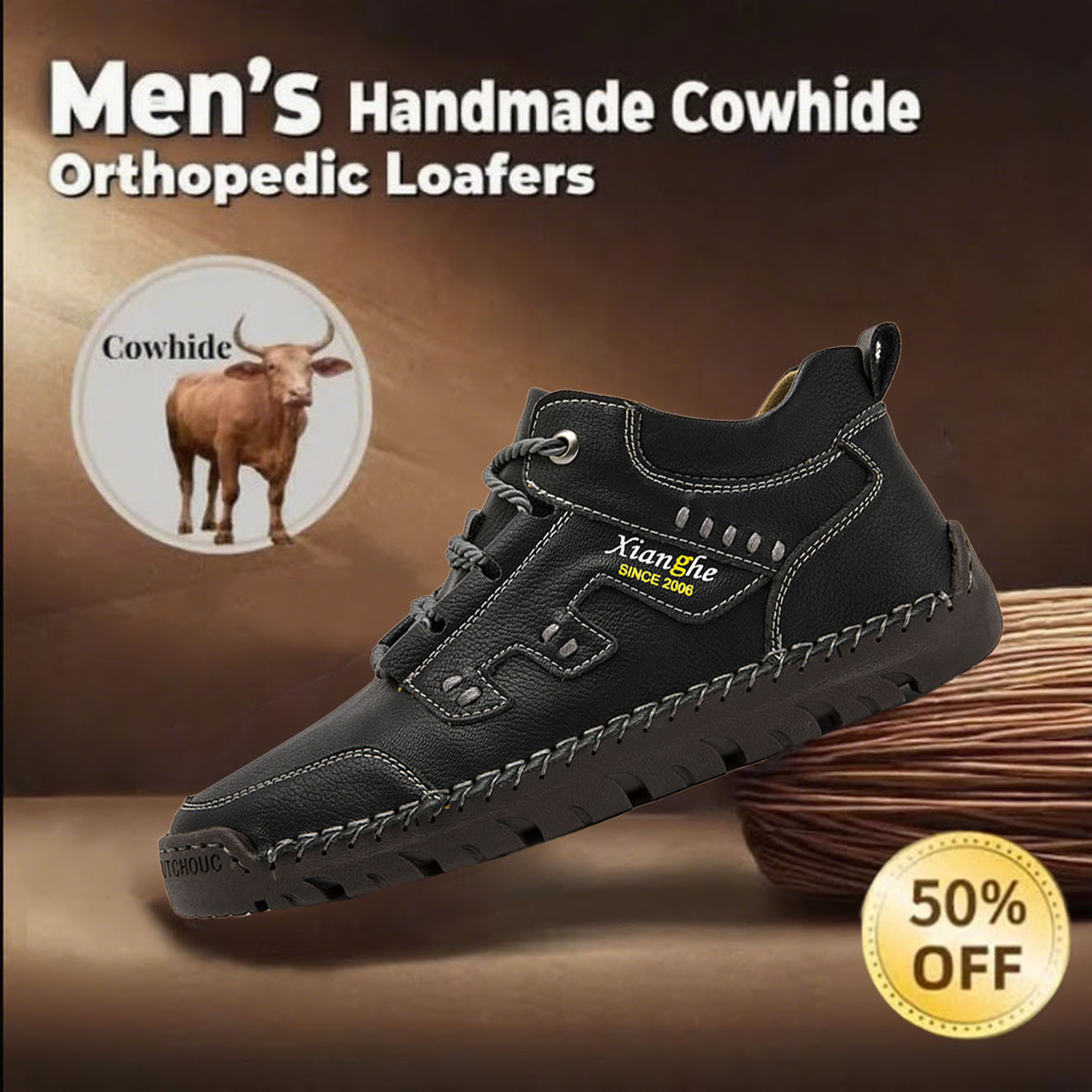 ⏰This Week 70% OFF🔥Casual leather arch support non-slip wear-resistant high-top loafers