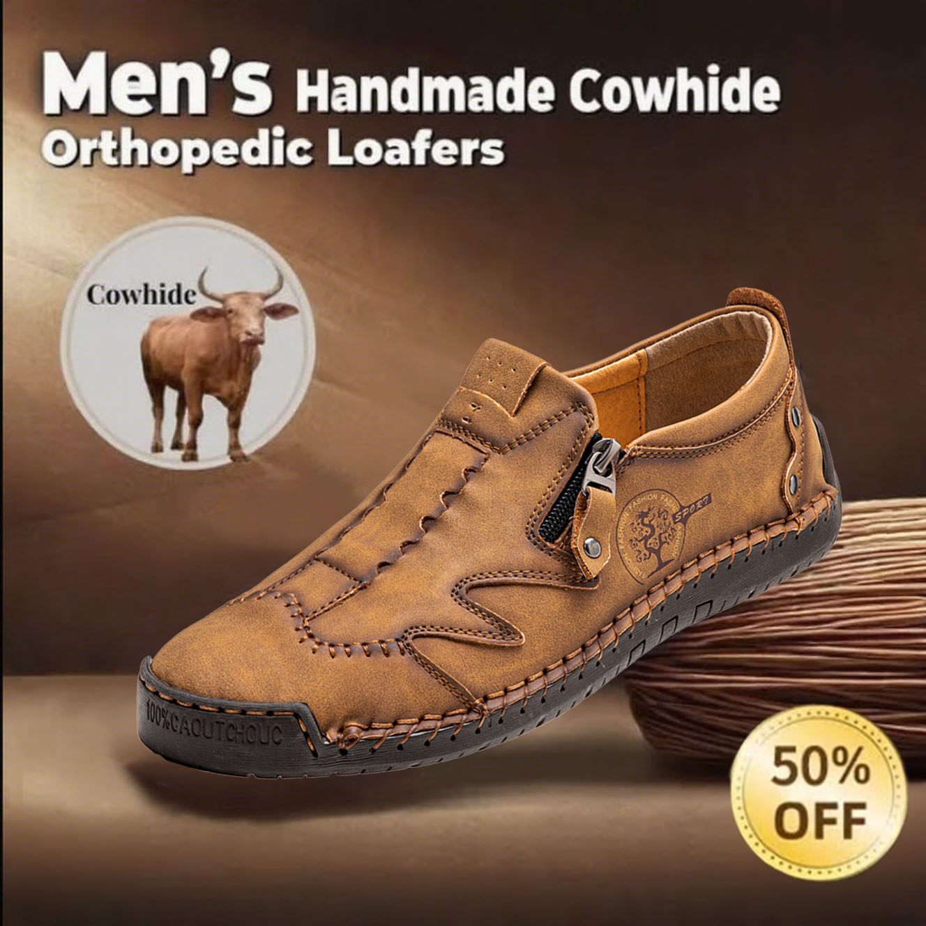 ⏰Limited Time Deal – 50% Off! Men's Vintage Hand - Stitched Comfortable Soft Leather Shoes