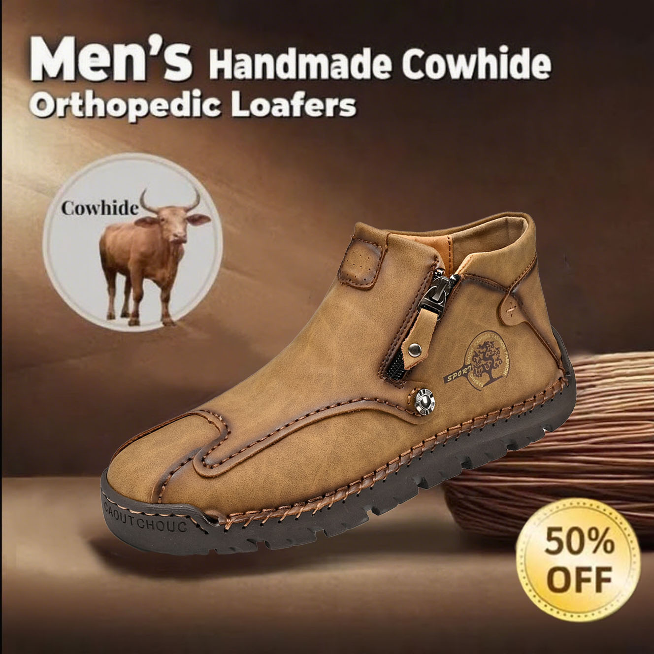 Today 50% OFF🔥Casual leather arch support non-slip wear-resistant high-top loafers