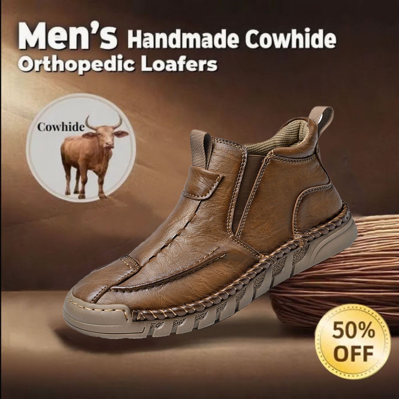 🔥Today 60% OFF🔥Casual leather arch support non-slip wear-resistant high-top loafers