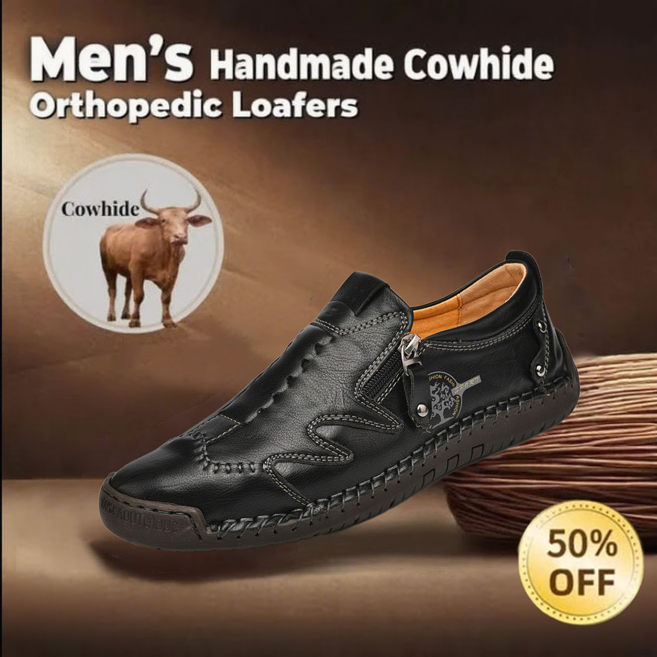 ⏰Limited Time Deal – 50% Off! Men's Vintage Hand - Stitched Comfortable Soft Leather Shoes