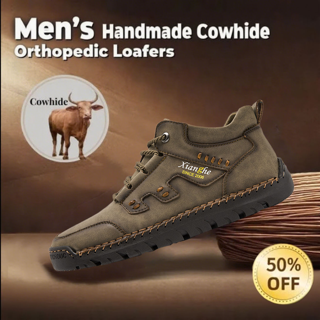 ⏰This Week 70% OFF🔥Casual leather arch support non-slip wear-resistant high-top loafers