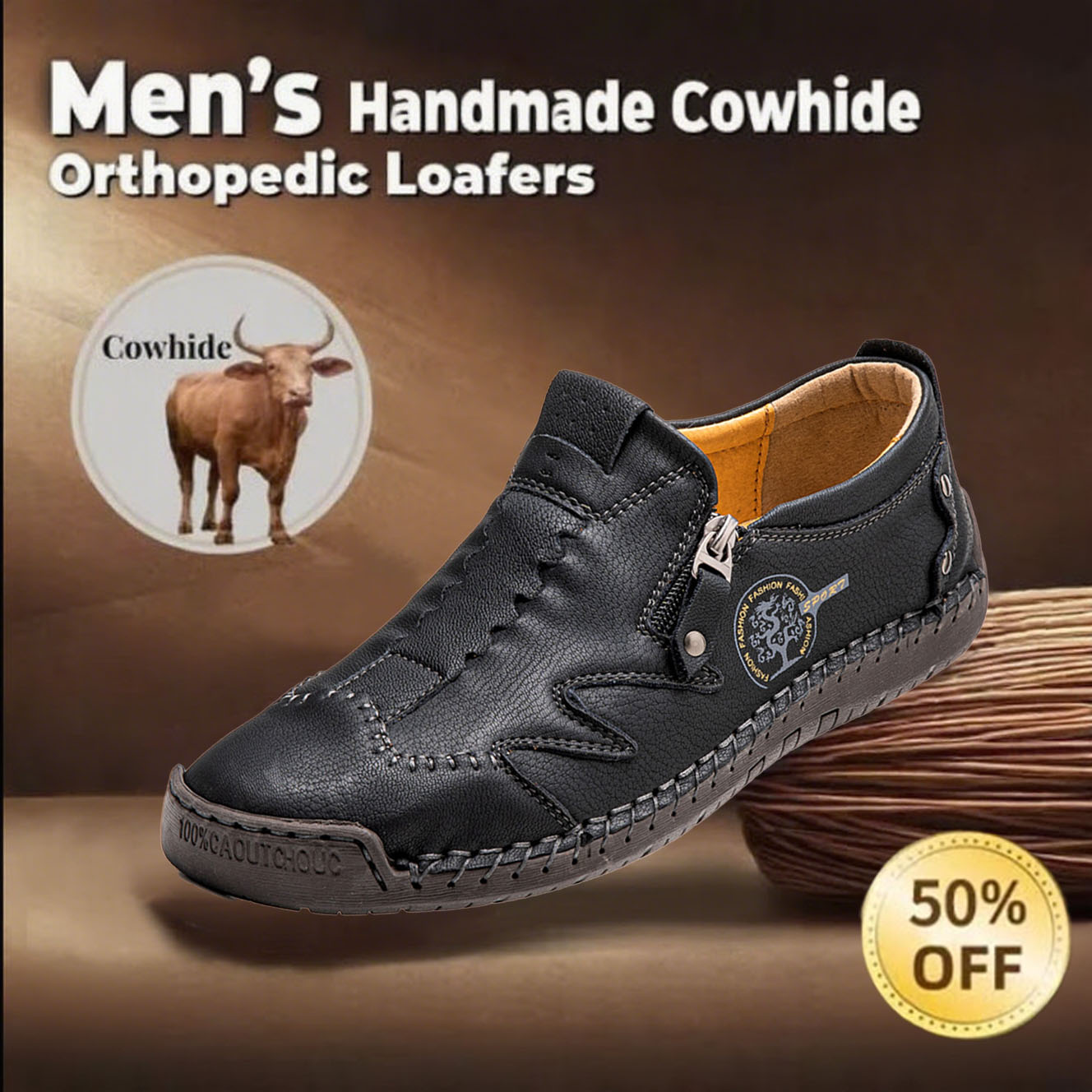 ⏰Limited Time Deal – 50% Off! Men's Vintage Hand - Stitched Comfortable Soft Leather Shoes
