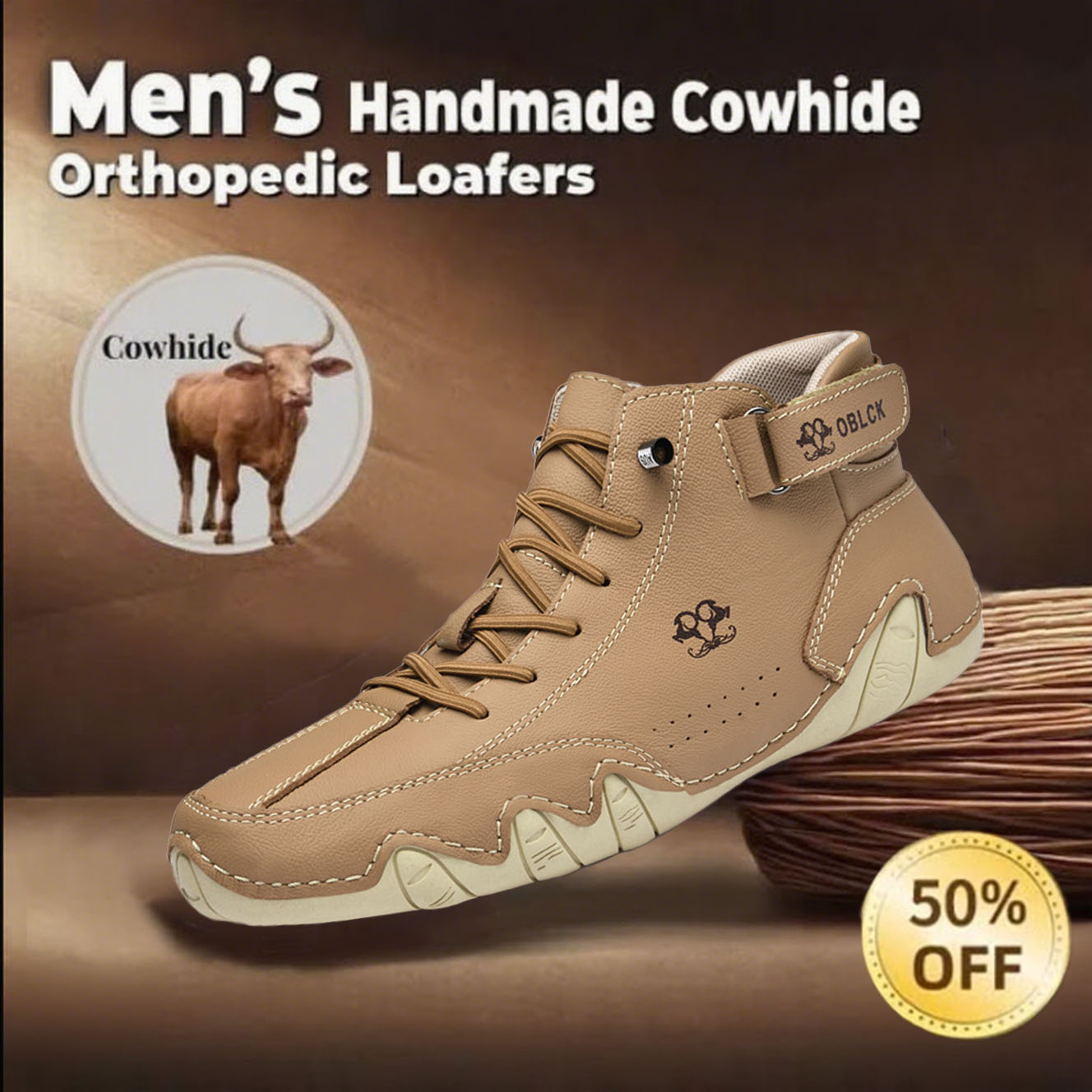 ⏰This Week 70% OFF🔥Casual leather arch support non-slip wear-resistant high-top loafers