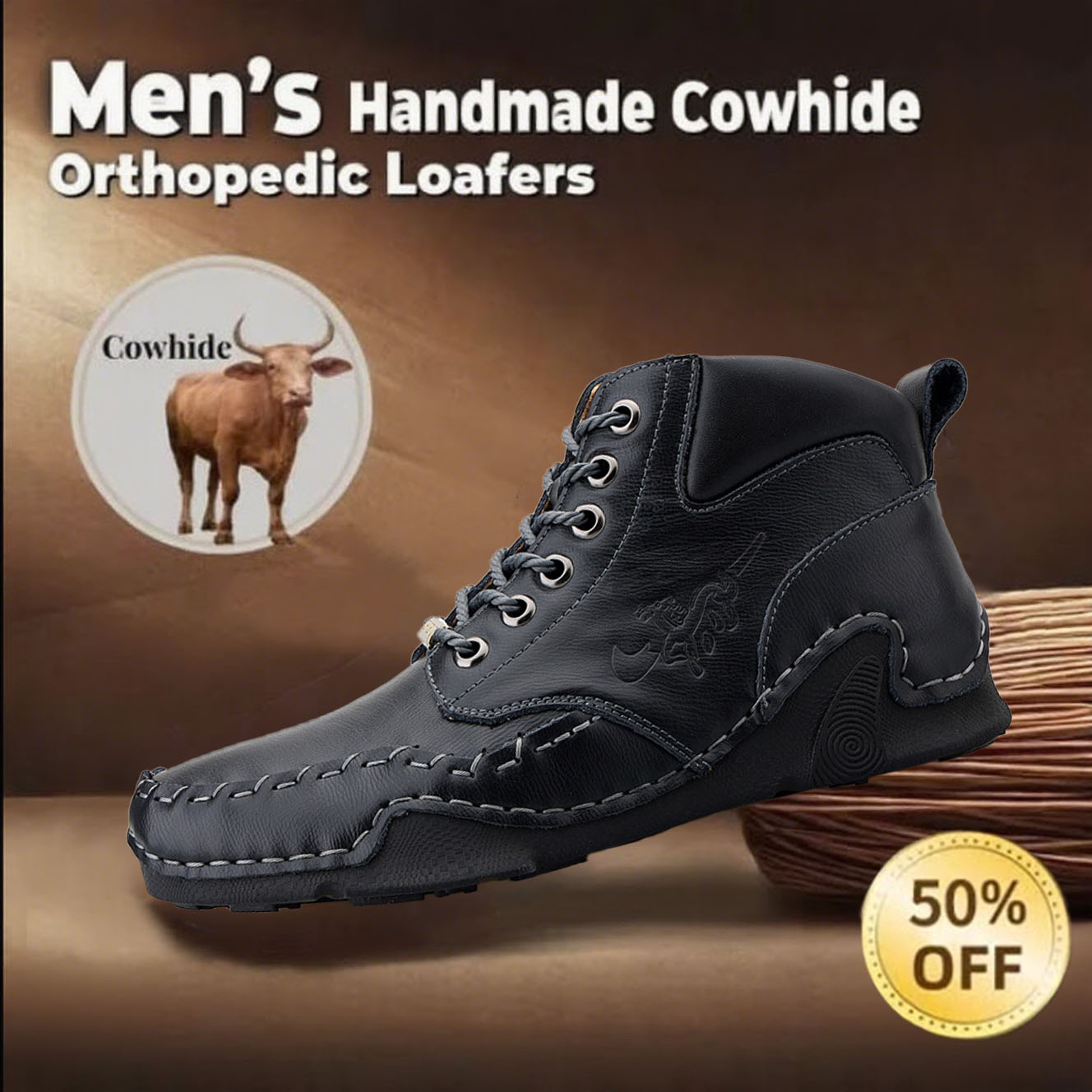 ⏰Today 70% off-Men's handmade leather British style Collision Avoidance orthopedic thick-soled shoes