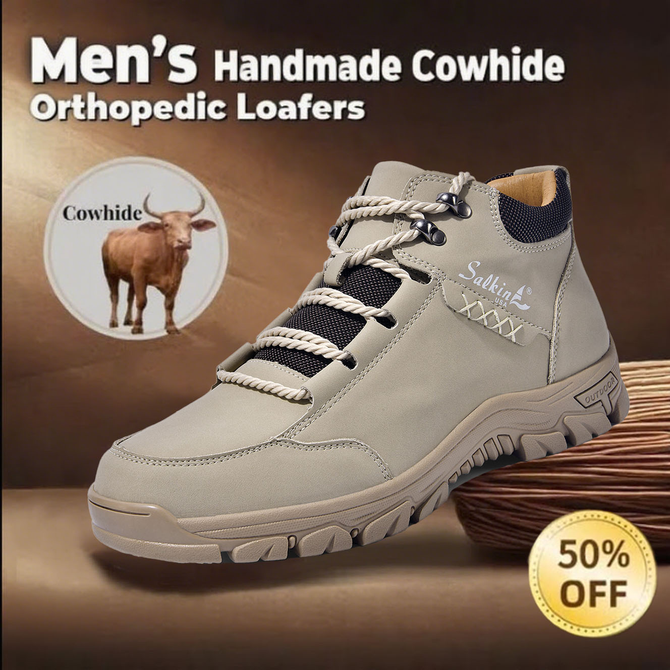 Now 70% OFF🔥Casual leather arch support non-slip wear-resistant high-top loafers