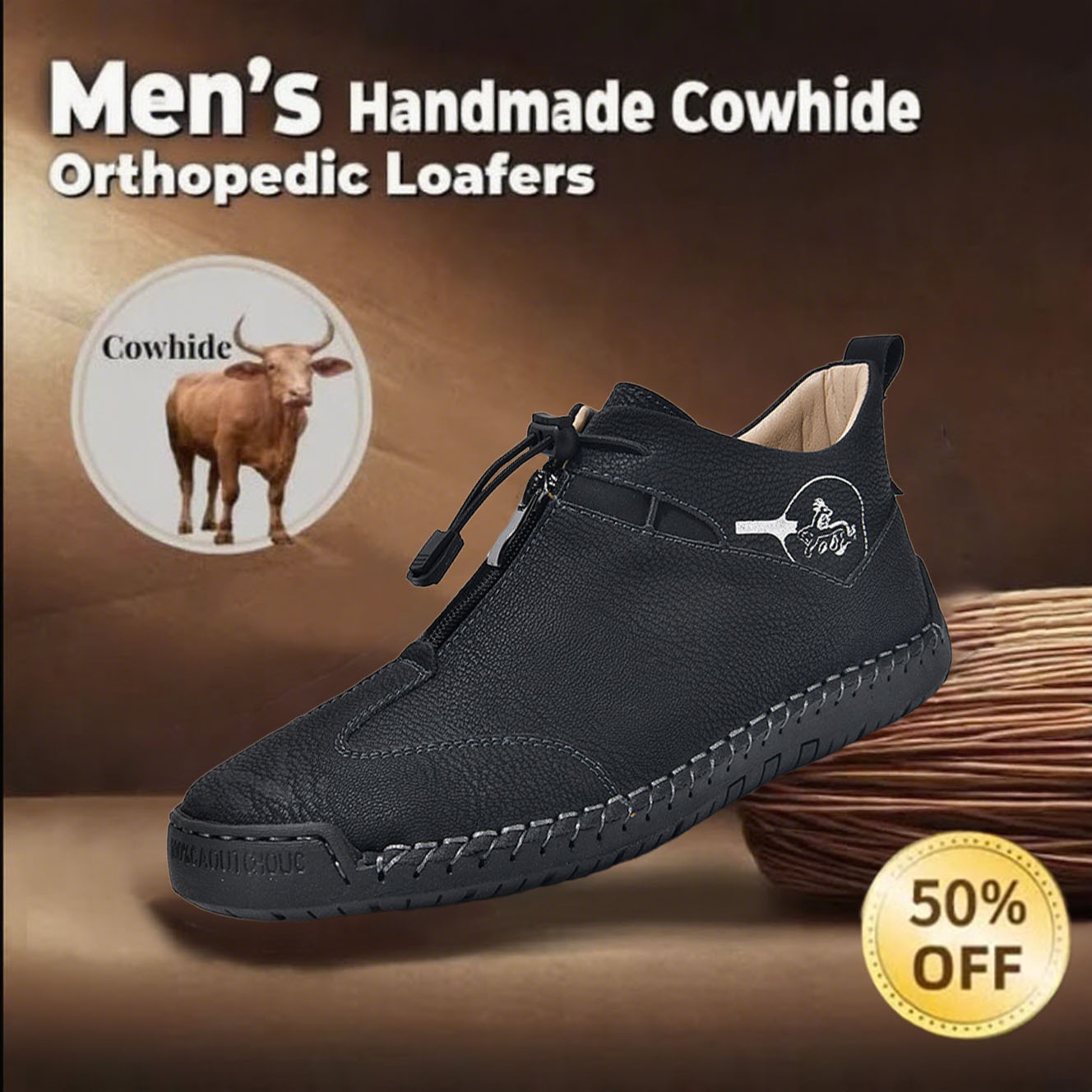 ⏰Limited Time Sale 50% OFF-Men's new handmade genuine leather orthopedic shoes with arch support