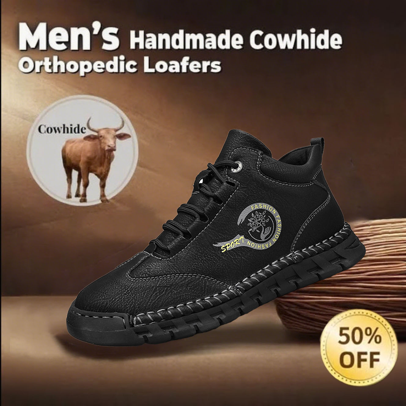 ⏰Limited Time Sale 70% OFF-Men's new handmade genuine leather orthopedic shoes with arch support
