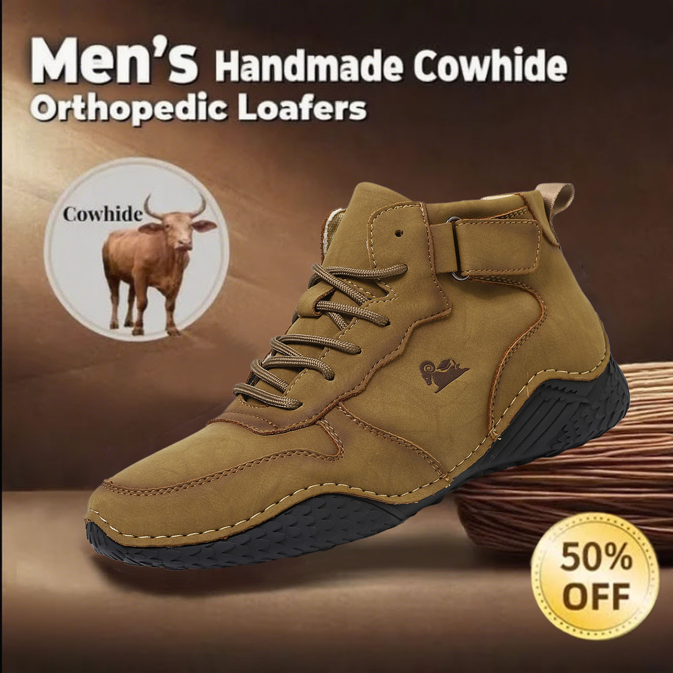 New product60% OFF🔥Casual leather arch support non-slip wear-resistant high-top Hiking Shoes