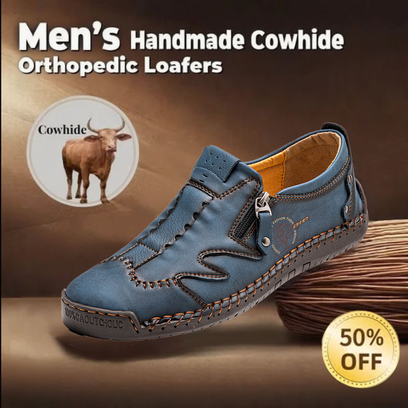 ⏰Limited Time Deal – 50% Off! Men's Vintage Hand - Stitched Comfortable Soft Leather Shoes