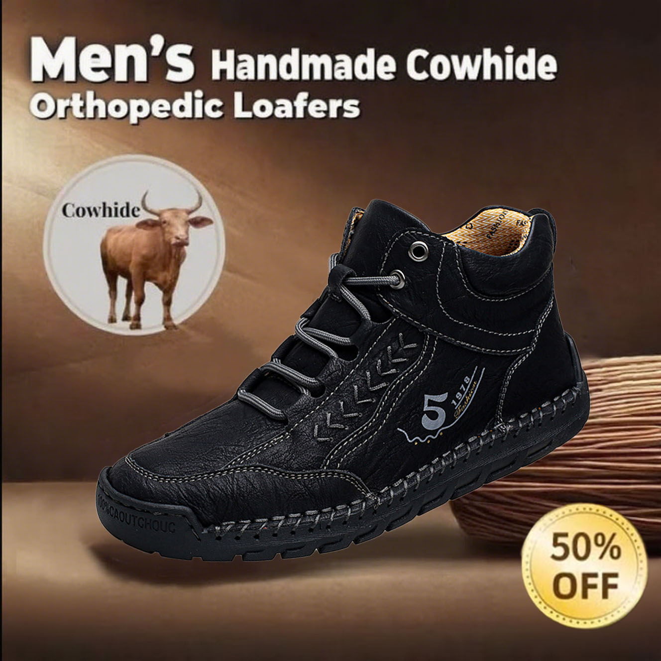 ⏰Today 70% OFF🔥Casual leather arch support non-slip wear-resistant high-top loafers