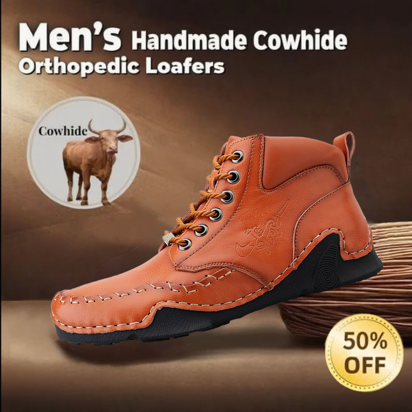 ⏰Today 70% off-Men's handmade leather British style Collision Avoidance orthopedic thick-soled shoes